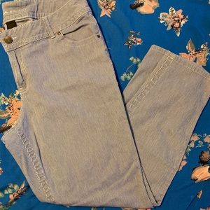 Ankle length railroad stripe skinny jeans